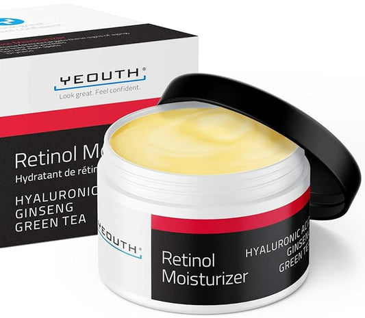 YEOUTH Retinol Cream for Face, Retinol Face Cream for Women and Men with Hyaluronic Acid and Green Tea, Night Moisturizer for a Smoother Appearance 2oz