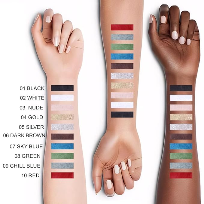 evpct 2Pcs Black & Dark Brown Color Gel Glitter Eyeliner Pencils Set for Women Waterline Waterproof Smudge Proof lapiz de ojos delineador de ojos contra el agua Eye Liner Makeup