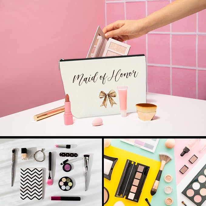 Maid of Honor Gift Maid of Honor Keepsake - Personalized Makeup Bag, Bridal Shower Essential & Bachelorette VIP Gift for Bride Bestie Sister Fiance