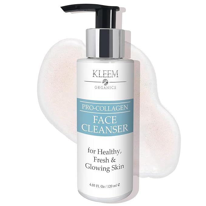 Kleem Organics Pro-Collagen Glycolic Acid Face Wash with Salicylic Acid - Organic Face Cleanser for Women & Men to Unclog Pores & Improve Skin Tone and Texture - Gentle Exfoliating Face Wash - 4.05 oz