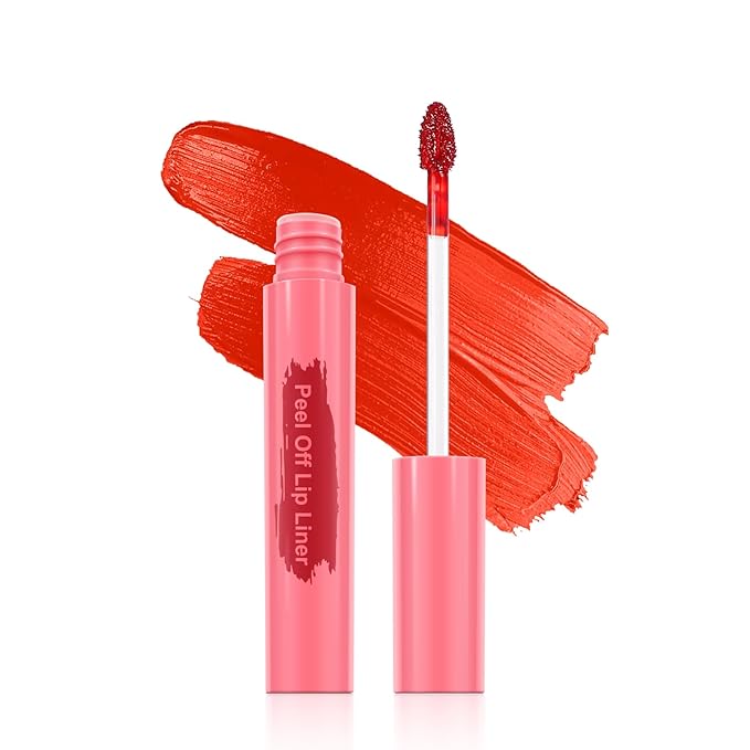 Lip Liner - Lip Stain Peel Off Moisturizing Long-Lasting & Waterproof Transfer Proof & Plumping, Non-Stick Cup Lip Liner Stain Tint For All Skin Types (Coral Red, 1 PCS)