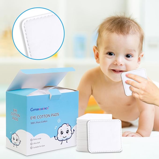 Eye Cotton Pads (160-Count) - 100% Pure Cotton, Lint-Free, Soft-Edged Design, Extra Large, Suitable for Eyes, Apply Toner, Remove Makeup, Spot Cleanse, Remove Nail Polish