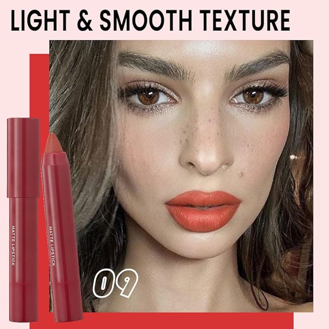 BINGBRUSH Crayon Matte Longwear Lipstick Pack Set,Moisture Smooth Color Stick Ultimate Lip Crayon for Makeup Collection - Waterproof Velvet Lipgloss (2pcs 05#&09#, 2 Count (Pack of 1))