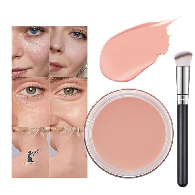 Kaely Pot Concealer Full Coverage Set, Under Eye Brightener Color Correcting Concealer for Dark Circles, Waterproof Foundation Face Makeup Brush Kit, Eye Ring Corrector de ojeras, 04 LIGHT