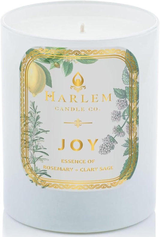 HARLEM CANDLE CO. - Joy - Luxury Scented Soy Candle, 11 oz - 80-Hour Burn Time | Fresh Mint, Italian Lemon, Rosemary, Jasmine Petals, Cedarwood, Amber Musk | Scented Candles for Home