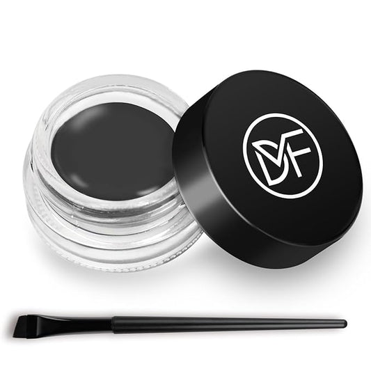 Eyeliner Gel Set,Long Lasting Waterproof High-Intensity Pigments Smudge-Proof Eye liner Makeup With 5.51 IN Long Eyeliner Brush Water-Resistant Creamy Gel 5G-Dark Grey