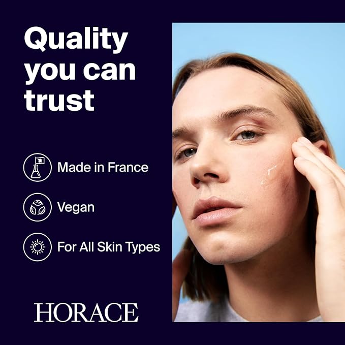 HORACE Salicylic Acid + Niacinamide Face Serum for Men – Anti-Blemish Treatment for Pore Tightening, Smoother Skin, and Redness Reduction – Vegan Skin Care for All Skin Types – Unscented, 30ml