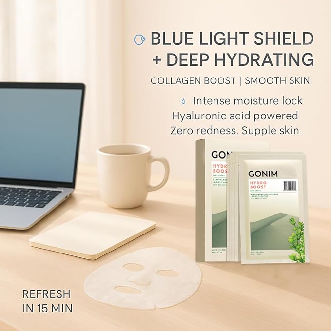 GONIM Face Mask Korean Skin Care with Hyaluronic Acid Serum, Vitamin C, Collagen Activation-Face Masks Skincare Hydration, Anti Aging & Moisturizing Sheet Mask for All Skin Korean Face Mask 30mlx20pcs