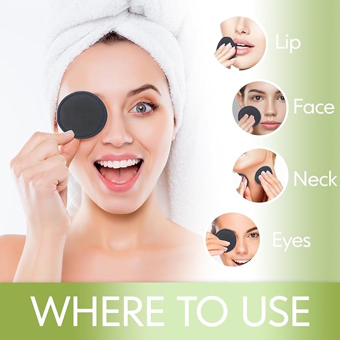 28 Pack Reusable Cotton Rounds with Washable Laundry Bag and Round Box|Travel Essentials for Skincare, Makeup Remover Pads and Storage|Reusable Makeup Remover Pads Black