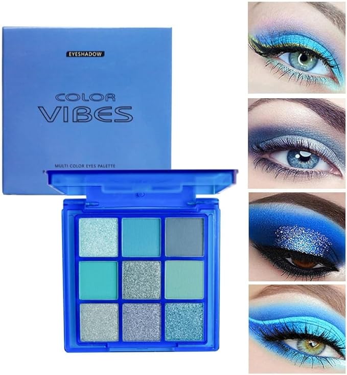 URQT 4 Pack/Set Eyeshadow Palette Set - Rich Colors Eye Makeup Kit, Black, Blue, Green, Purple Eyeshadow Shades, Natural Nude Matte Shimmer Glitter Naked Eye Shadow Pallete Set