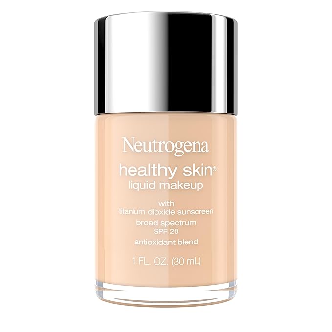 Neutrogena Healthy Skin Liquid Makeup Foundation, Broad Spectrum SPF 20 Sunscreen, Lightweight & Flawless Coverage Foundation with Antioxidant Vitamin E & Feverfew, Fresh Beige, 1 fl. oz