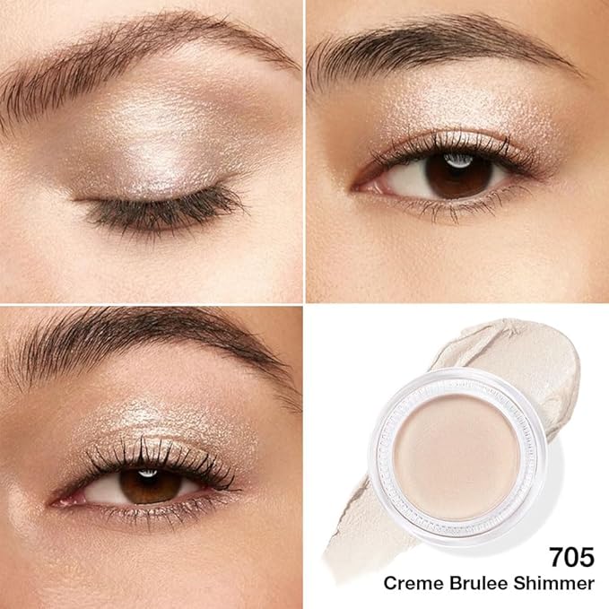 evpct Single Cream Eye Shadow Palette Pot Makeup for Older Women, Creme Brulee Shimmer Glitter Metallic Monochrome Cream to Powder Eyeshadow Palette Eye Brightener, High Pigment Waterproof Blendable