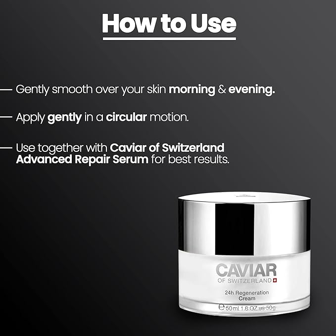 Caviar Face Moisturizer Regenerate Cream - Anti Aging Cream for Aging Spots, Facial Treatment with Hyaluronic Acid & Resveratrol, Facial Moisturizer for Any Type of Skin | (1.6 Oz)