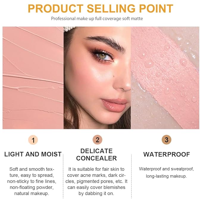 Kaely Pot Concealer Full Coverage Set, Under Eye Brightener Color Correcting Concealer for Dark Circles, Waterproof Foundation Face Makeup Brush Kit, Eye Ring Corrector de ojeras, 04 LIGHT