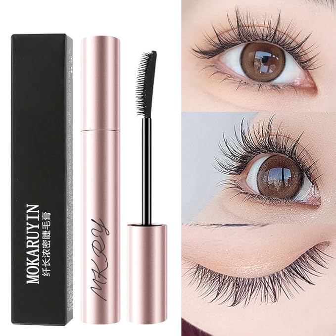 Mascara Women Waterproof Sweatproof Smudge-Free Slim Curl Long Lasting Hold Base Layering Thick Extend Lashes (Black)