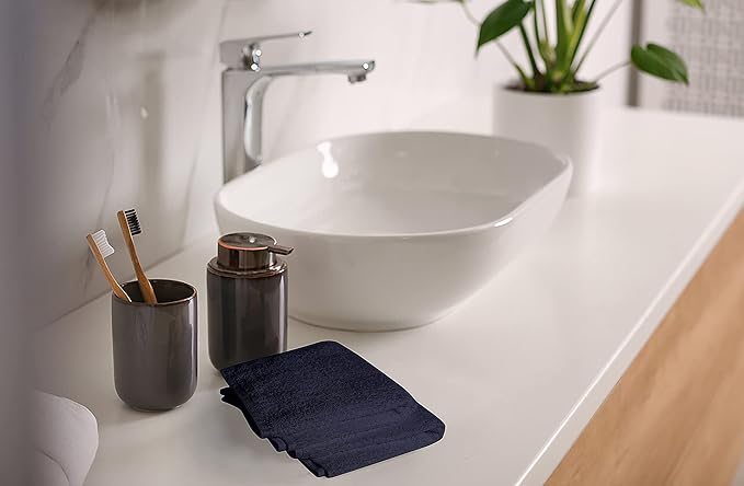 Softolle 100% Cotton Washcloths 24 Pack (12x12 Inches) Soft, Highly Absorbent Washcloth, Face Towels, Wash Cloths for Face, Ring Spun, Bulk Pack (Grey/White)