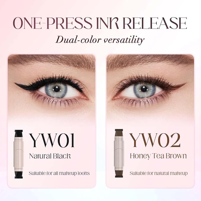 Gel Eyeliner Pencil Set, 2026 New Foldable Eyeliner Stamp for Perfect Wings, Waterproof Eyeliners Tool, Smudge Proof Eyeliners Pen for Beginners (2pcs Brown)