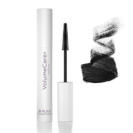 VolumeCare+ Mascara For Older Women - Extreme Length and Volume 2-in-1 Formula - No Clumps, Long-Wearing, Hypoallergenic Mascara For Sensitive Eyes (Natural Black)