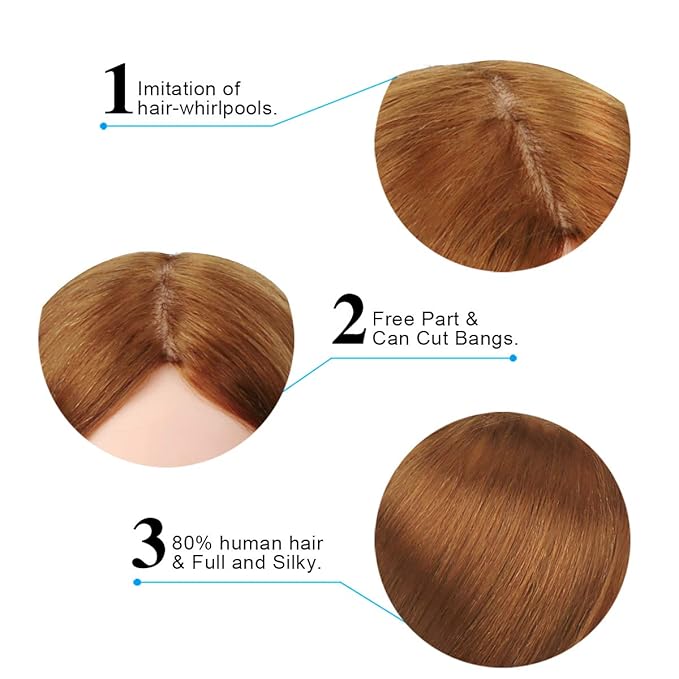 Beauty Star Mannequin Head with 80% Real Human Hair, Manikin Doll Head for Hair Styling, Cosmetology Makeup Hairdressing Training Practice Head with Clamp Stand and DIY Hair Styling Braiding Set