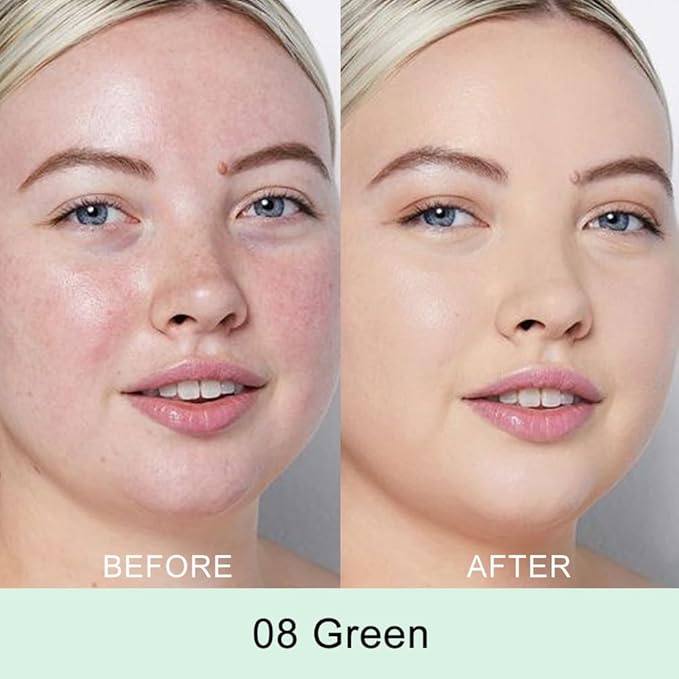 Kaely Pot Concealer Full Coverage, Under Eye Brightener Color Correcting Concealer for Dark Circles, Waterproof Foundation Face Makeup, Eye Ring Corrector de ojeras, 08 Green