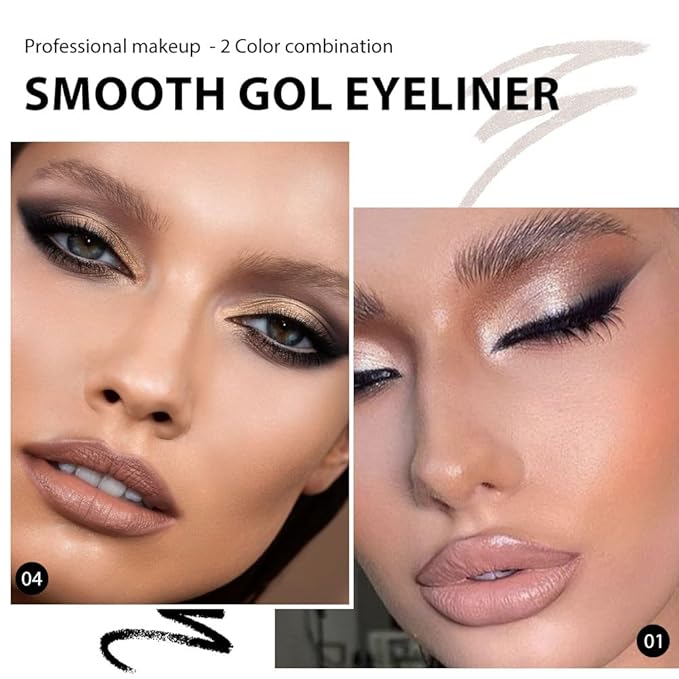 evpct 2Pcs Black Silver Gel Eyeliner Pencil Eye Black Face Paint Stick Makeup Set Waterproof Matte Cream Crayon Eyeliner Pencil Set Cat Eye Liners Eyeshadow delineador de ojos contra el agua