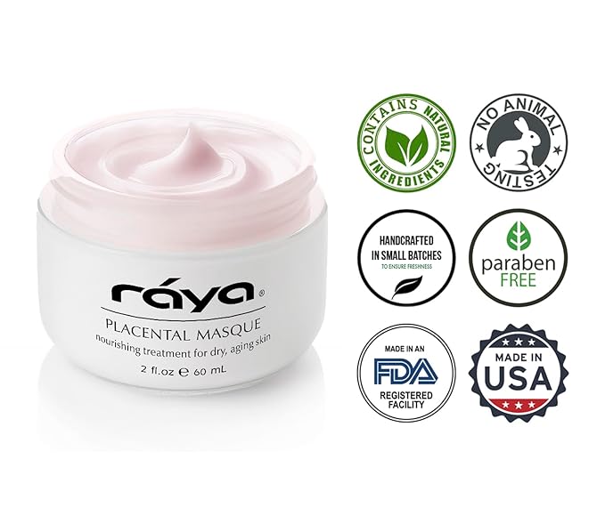 Raya Placental Masque (606) | Nourishing Facial Treatment Mask for Dry or Aging Skin | Revitalizes and Helps Reduce Lines and Wrinkles