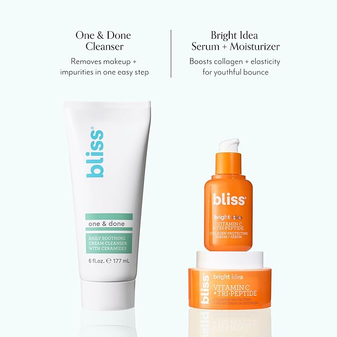 Bliss One & Done Daily Cream Facial Cleanser With Ceramides - Moisturizing Face Wash For Dry Skin - Cleanses & Removes Makeup in 1 Step- Clean, Vegan, Cruelty-Free, 6 Fl Oz