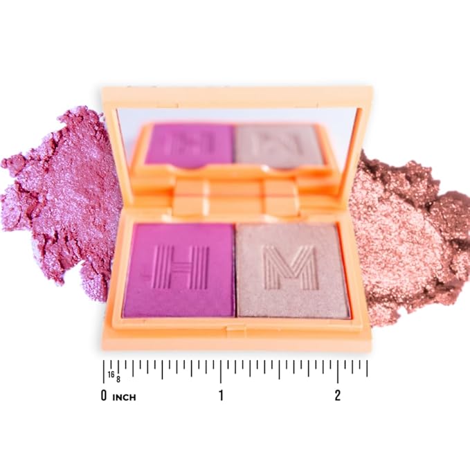 Mini Blush + Brighten Highlighter Duo, Lightweight Blendable Shimmer Blush, High Pigmented Makeup Powder Palettes, Cruelty Free - #Blessed