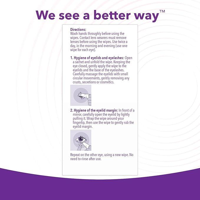 iVIZIA Eyelid Cleansing Wipes for Sensitive Eyelid Cleansing, Preservative-Free, Micellar, No Rinse, Gentle Eye Makeup Remover, 20 Sterile Single-Use Wipes for Eyelids Packaging May Vary