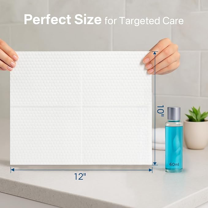 50 Count Hyaluronic Acid Face Towels, Biodegradable Disposable Face Towels, Wash Cloths 10” x 12”, Soft & Skin Friendly Face Towelettes Disposable, XL Facial Towels for Washing Cleansing for Women