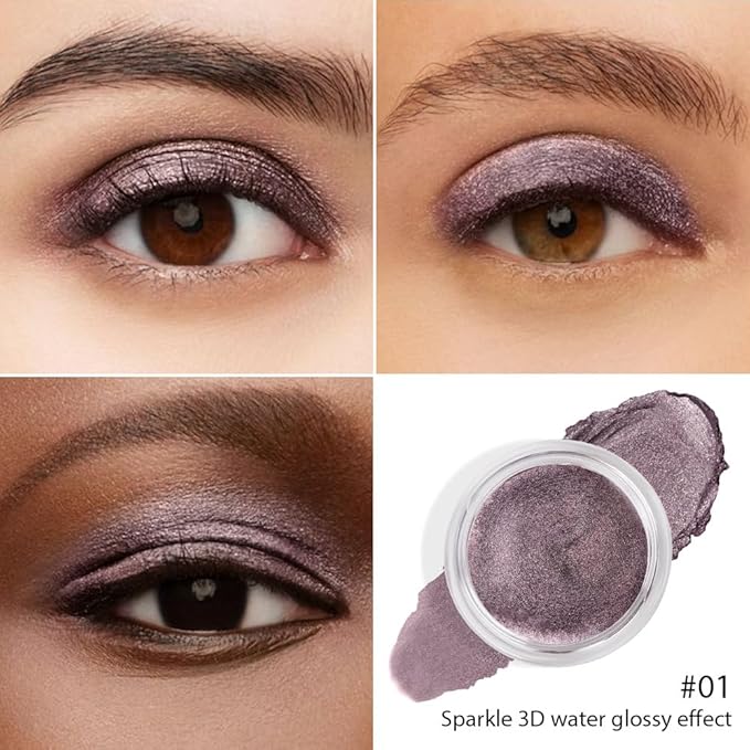 Purple Gray Mousse Shimmer Monochrome Eyeshadow, Neutral Matte Cream Monochrome Eye Shadow Pallette, Long-Lasting Waterproof Blendable sombras para ojos, Mini Eyeshadow(01#, Pack of 1)