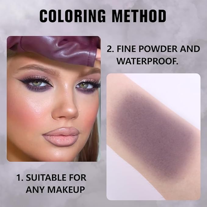 evpct Deep Purple Matte Single Eye Shadow Palette Makeup for Older Women, Purple Natural Pressed Eyeshadow Palette for Eyes, High Pigment Long-lasting Mini Monochrome Eyeshadow Sombra Para Ojos