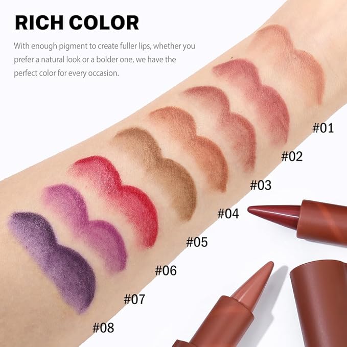 2in1 Gradient Lip Liner & Lipstick Combo,Matte Longwear Waterproof Lip Pencil with Cone Tip,Smudge Proof Crayon for Flawless Ombre Contour,Women's Long Lasting Makeup Set (02Blush Taupe+06Berry Burst)