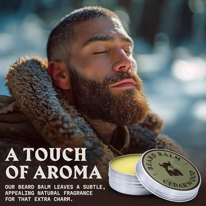 Striking Viking Beard Balm for Men - Leave in Beard Conditioner - Styling Balm Made with Naturally Derived Beard Butter, Argan & Jojoba Oils (2 Ounce (Pack of 1), Cedar Scent)