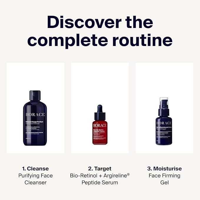 HORACE Face Firming Gel for Men – Lightweight Anti-Aging Gel Reduces Fine Lines & Wrinkles – 95% Organic & Natural Ingredients – No Silicones or Mineral Oils – For All Skin Types – Amber Scent – 30 ml