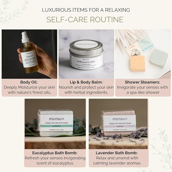 Self Care Package Spa Kit: Natural Bath Accessories and Skincare Products Spa Basket for Women Gift.