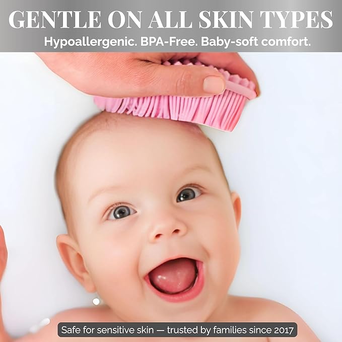 Avilana Silicone Body Scrubber – Gentle Shower Brush & Loofah Alternative- Food Grade & Lab Tested – Fast-Drying, Hygienic, BPA-Free Silicone Body Gentle Exfoliator (Green, Massage)