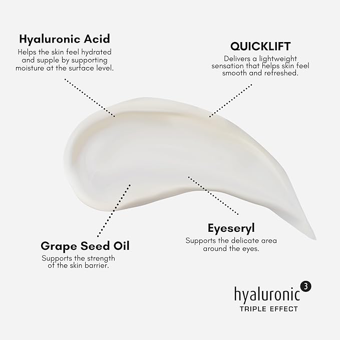 êb être belle Under Eye Cream with Hyaluronic Acid 3D, Skin Care for Women, Lightweight Hydrating Under Eye Cream, Eyeseryl & Grape Seed Oil, for All Skin Types, 30 mL