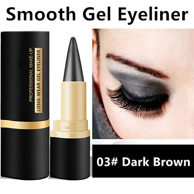 Go Ho Gel Eyeliner Stick,Soft Brown Eye Liner Cream Stick Crayon,Soft Smooth Long Wearing Eyeliner Pen,Eyeshadow Lips Makeup for Women(Brown)