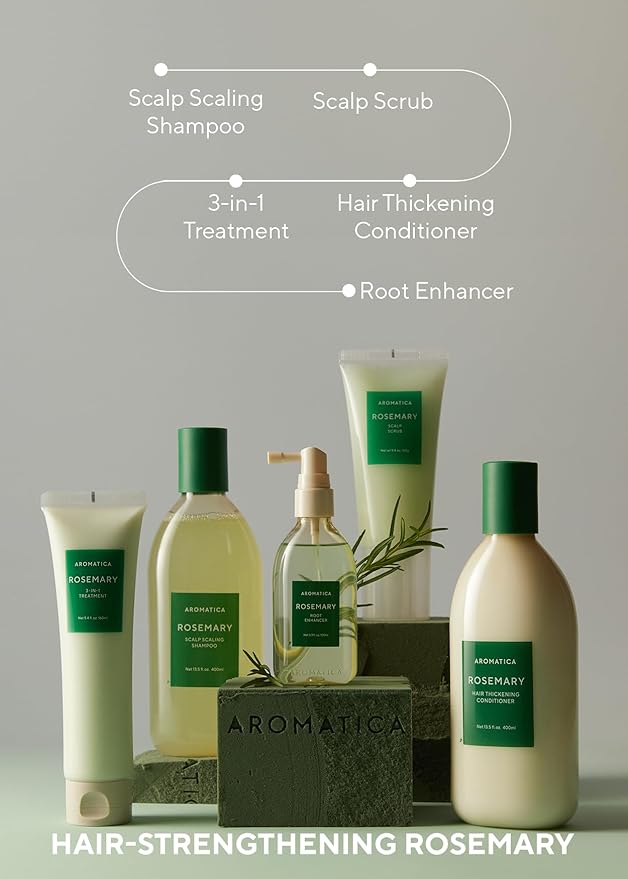 AROMATICA Rosemary 3-in-1 Hair Treatment – Nourishing & Moisturizing Hair Mask with Rosemary & Betaine, Cream Adds Shine & Softness, Deep Conditioner for Dry & Damaged Hair, Korean Hair Care 5.4 fl.oz