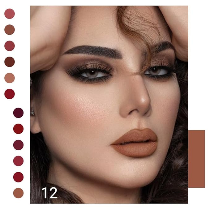 evpct 1Pcs Light Nude Soft Brown Matte Liquid Lipstick Lip Gloss Glossy Set for Black Women 24 Hour Silky Velvet Lipstick labiales matte larga duracion mate 24 horas originales 12#