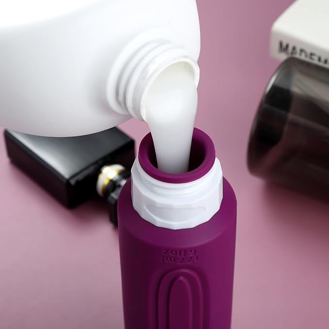 Travel Bottles for Toiletries, Large 6oz Oversize Containers, BPA Free Leak Proof Tubs Refillable Liquid Traveler Accessories with Toiletry Bag for Cometic Shampoo and Lotion Soap (4 Pack)