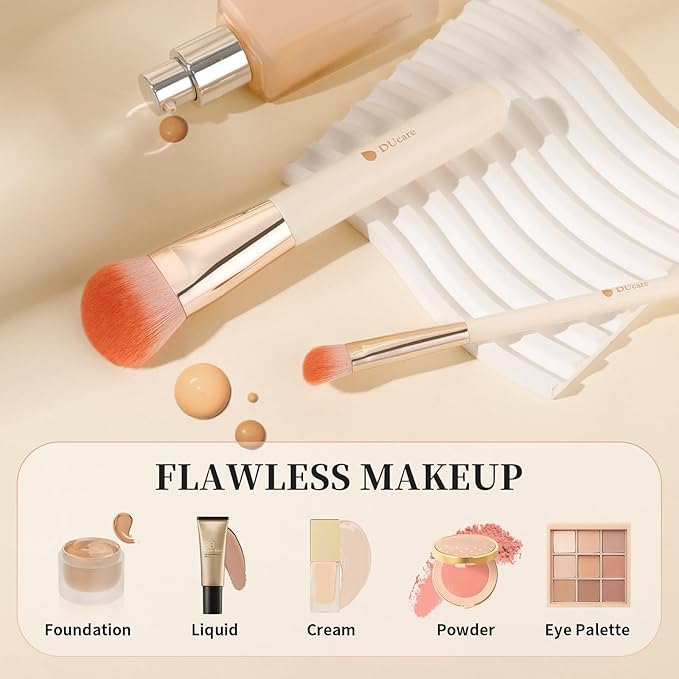 DUcare Foundation Contoured Brush - Concealer Brush Under-Eye Concealing and Contouring Makeup Brushes - Face Brush For Liquid Or Cream Foundations