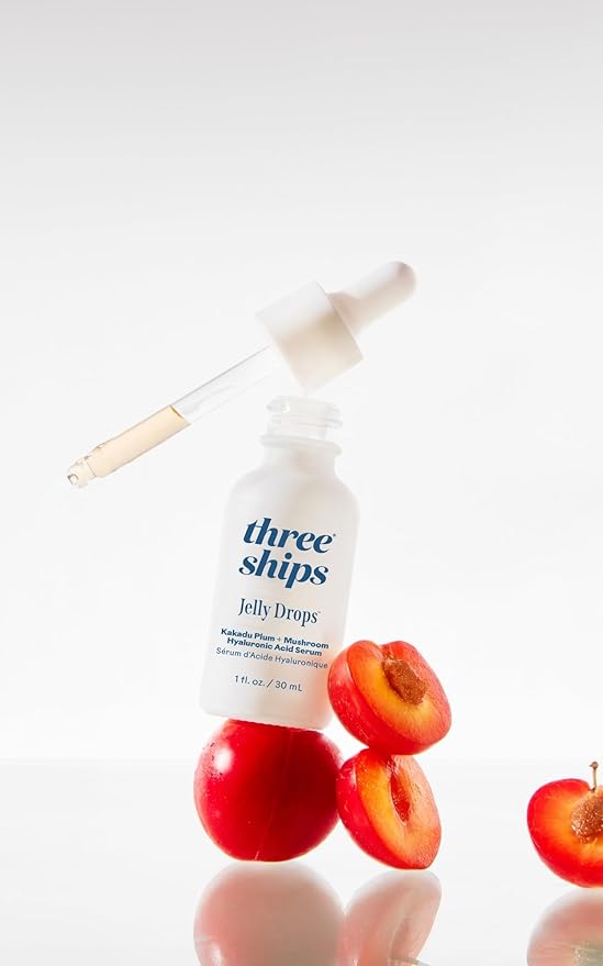Three Ships - Jelly Drops Kakadu Plum + Mushroom Hyaluronic Acid Serum | Hydrate, Replenish, Plump Skin | Cruelty-Free, Vegan, Paraben-Free, Sensitive Skin Safe (1 fl oz | 30 mL)