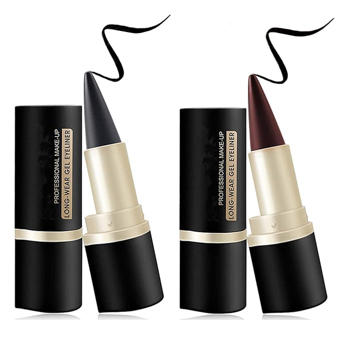 Go Ho Black and Brown Gel Eyeliner Stick, Soft and Smooth Black Eyeliner Makeup for Women, Easy Apply and Remove