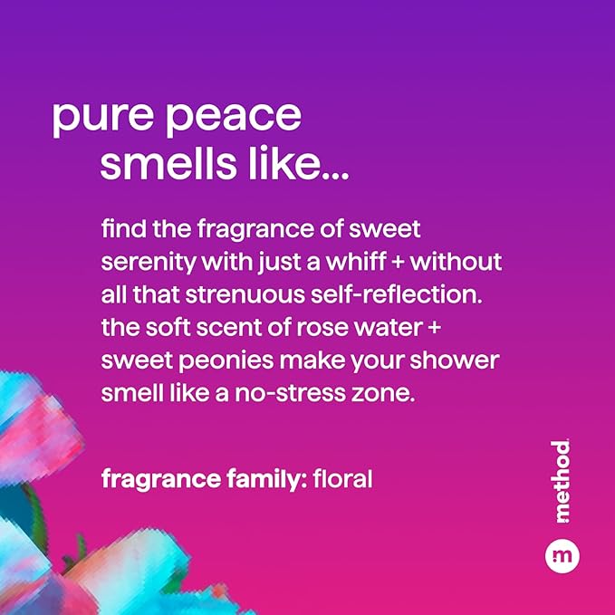 Method Volumizing Shampoo, Pure Peace with Rose, Peony, and Pink Sea Salt Scent Notes, Paraben and Sulfate Free, 14 oz (Pack of 1)