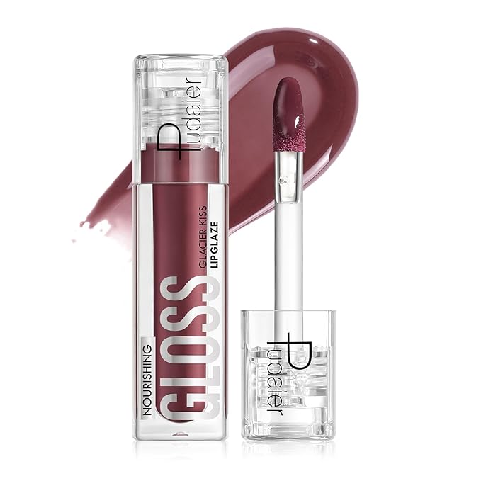 Pudaier Glossy Lip Stain, Excellent Recovery, Moisturizing Lip Care Tinted Lip Oil, Hydrating Plumping Lip Gloss Balm, Non-Sticky Long Lasting Light Texture LipGloss Oil for Dry Lip (06 Wine Season)
