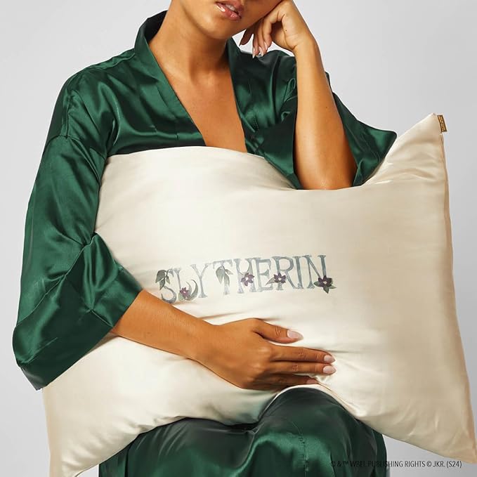 Kitsch x Harry Potter Slytherin Satin Pillowcase w/Zipper for Hair & Skin – Double-Sided, Softer Than Silk, Wrinkle-Free, Machine Washable, Frizz Control, Breakout Prevention - Queen/Standard(19x26)