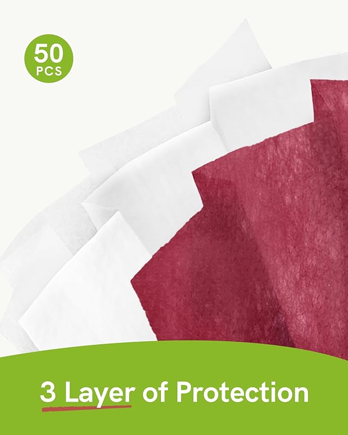 FriCARE Disposable Face Masks, 3-Ply ASTM Level 3 Medical Grade, Breathable & Comfortable for Adult Daily Work/Sun Protection, 50 Pack Burgundy