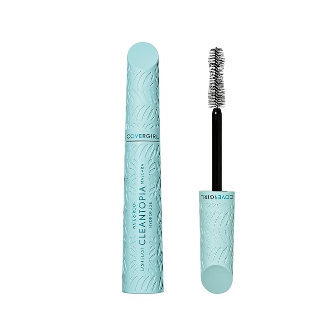 CoverGirl Lash Blast Cleantopia, Waterproof Mascara, Aloe Leaf Extract, Vitamin E & Ceramide, Gentle Formula, Volumizing, Long-Wearing, Transfer-Proof, Black/Brown, 1 Count